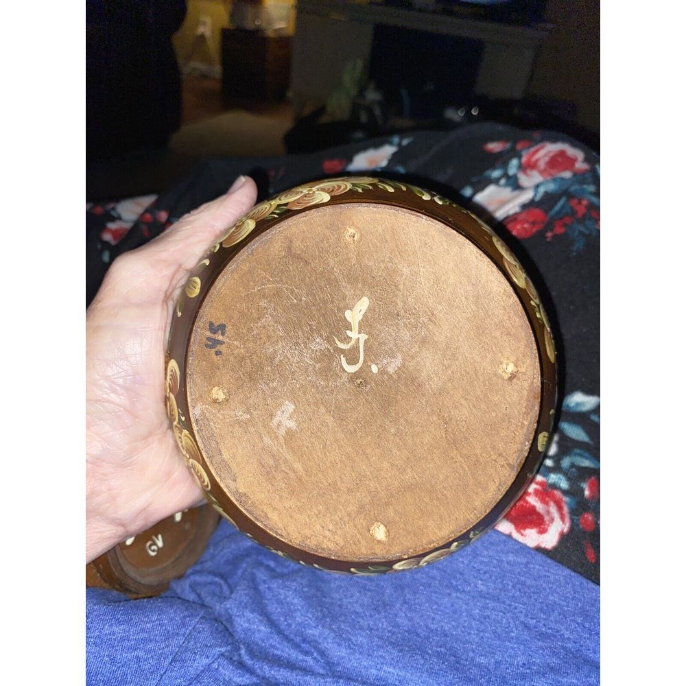 Hand turned hand painted wooden tobacco jar vintage 1983 - Picture 11 of 11